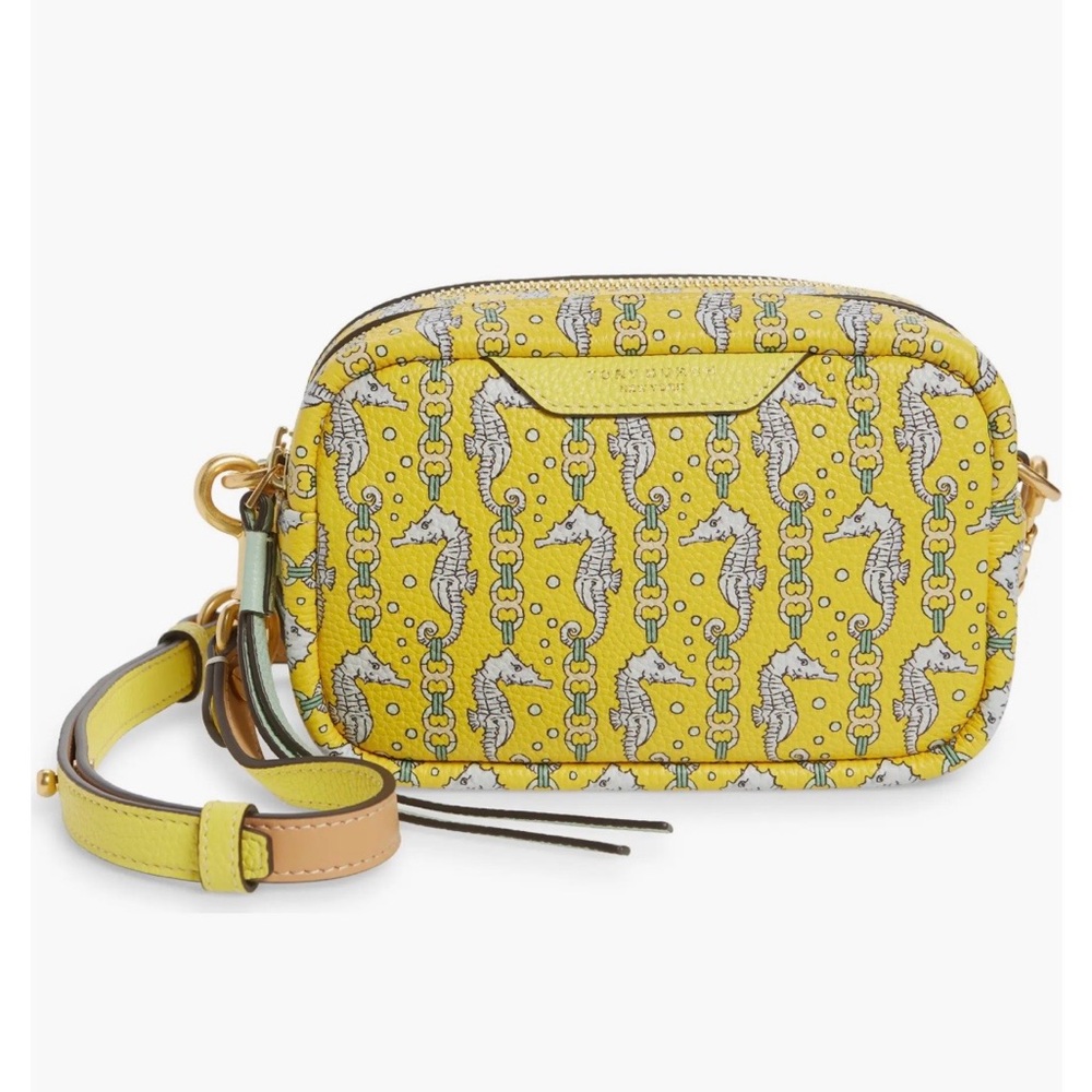 Tory Burch Yellow Seahorse Patterned Clutch